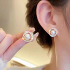 Minimalist Exquisite Pearl Stud Earrings with Face