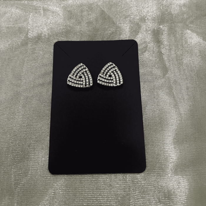 Black White Diamond Stud Earrings Black