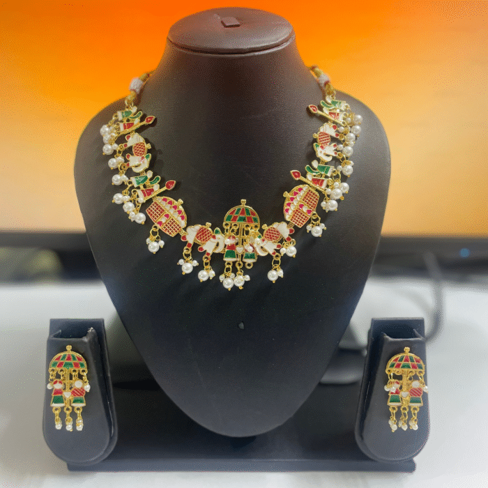 Raja Rani Doli Baarat Gold-plated Necklace With Stand