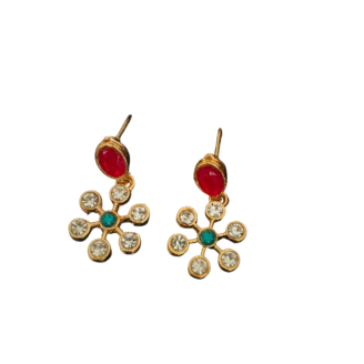 Ruby Blossom Floral Earrings