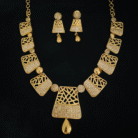 Contemporary Geometric Gold-Plated Necklace Set with Earrings