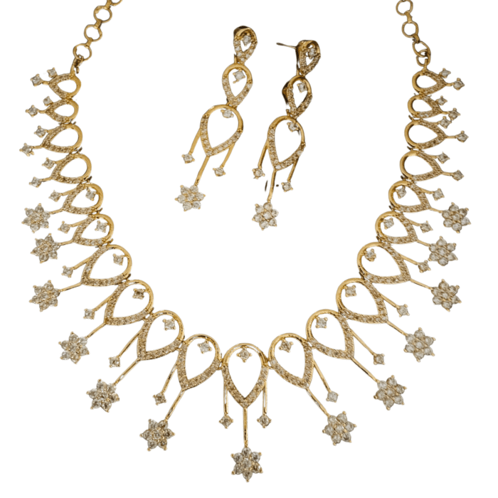 Teardrop Starburst CZ Gold-Plated Necklace