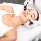 Derma roller applying on kin with serum