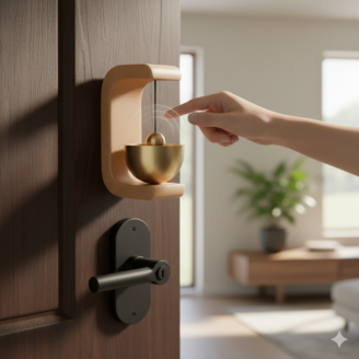 Premium Wooden Door Bell with Brass Chime